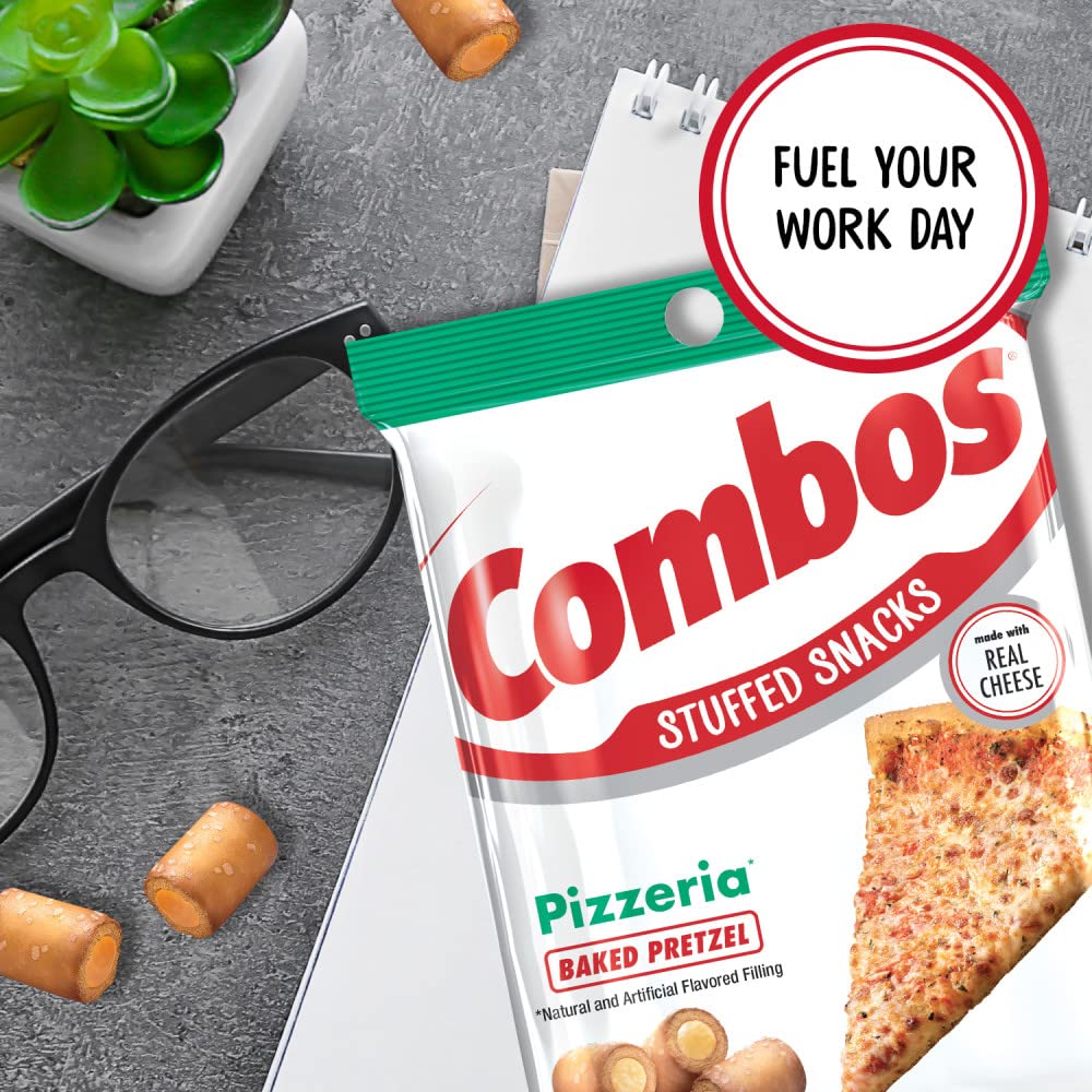 COMBOS Cheese Snacks - Pizzeria Pretzel Baked Snack Packs, Cheese Crackers Snacks, 6.3 - Ounce Bag Bulk Box (Pack of 12) - Fresh Hearth