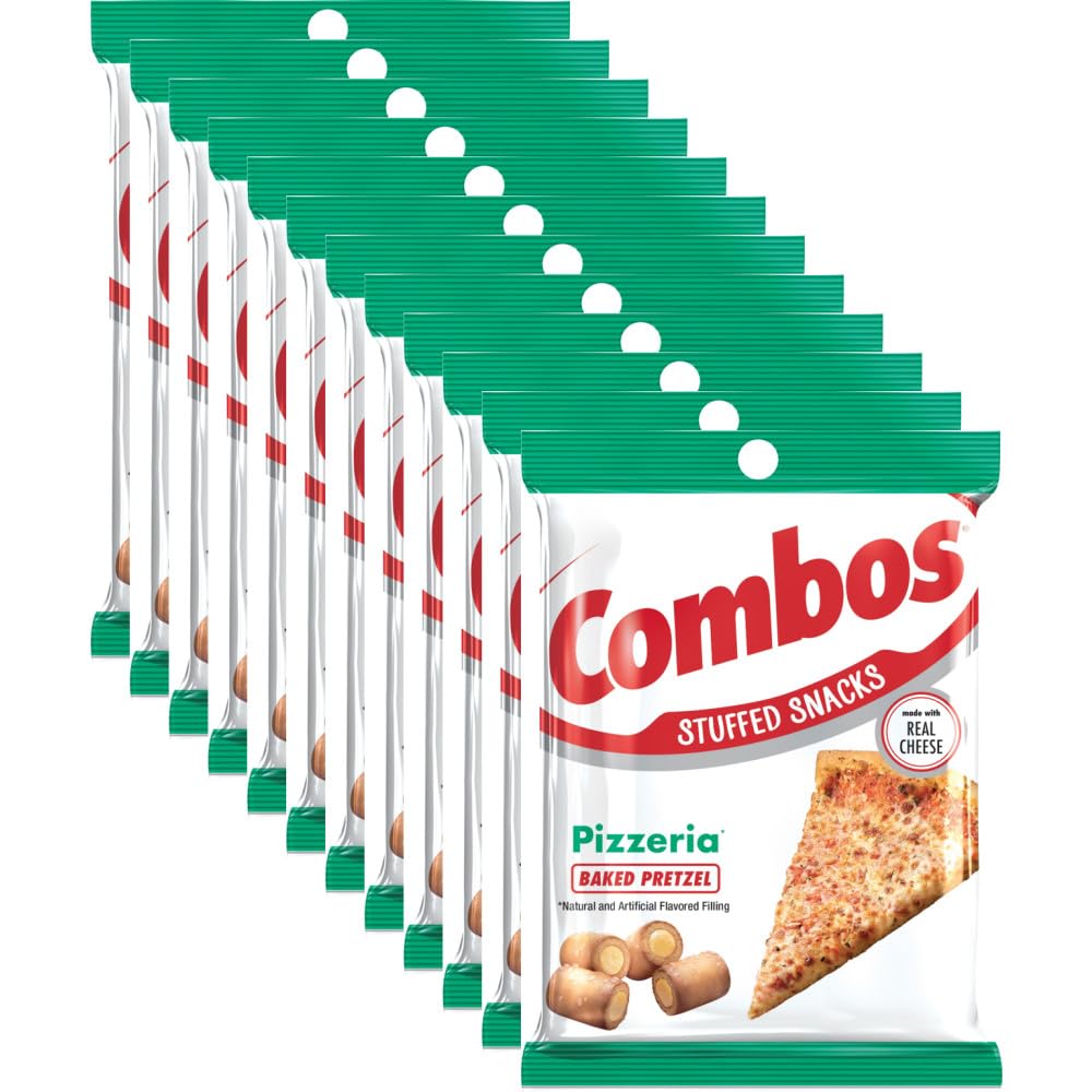 COMBOS Cheese Snacks - Pizzeria Pretzel Baked Snack Packs, Cheese Crackers Snacks, 6.3 - Ounce Bag Bulk Box (Pack of 12) - Fresh Hearth