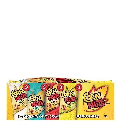 CORN NUTS Variety Pack, Crunchy Corn Kernels, Snack Box, Individual Packs, Snacks For Adults, Original, Ranch, BBQ, Chile Picante con Limon, 1oz. (Pack of 12) - Fresh Hearth