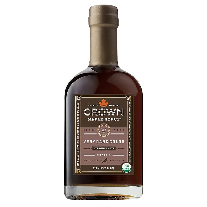 Crown Maple Dark Color, Robust Taste Organic Maple Syrup, 12.7 Fl Oz, 100% Pure, Enhance Cocktails, Marinades and Pancakes - Fresh Hearth