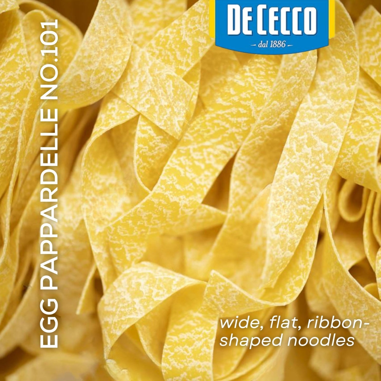 De Cecco Egg Pappardelle No. 101 Pasta, 8.8 Oz, (5 Pack) Authentic, Slow Dried, Made with Cage Free Eggs & Durum Wheat, Versatile Pasta for Sauces & Recipes, Made in Italy - Fresh Hearth