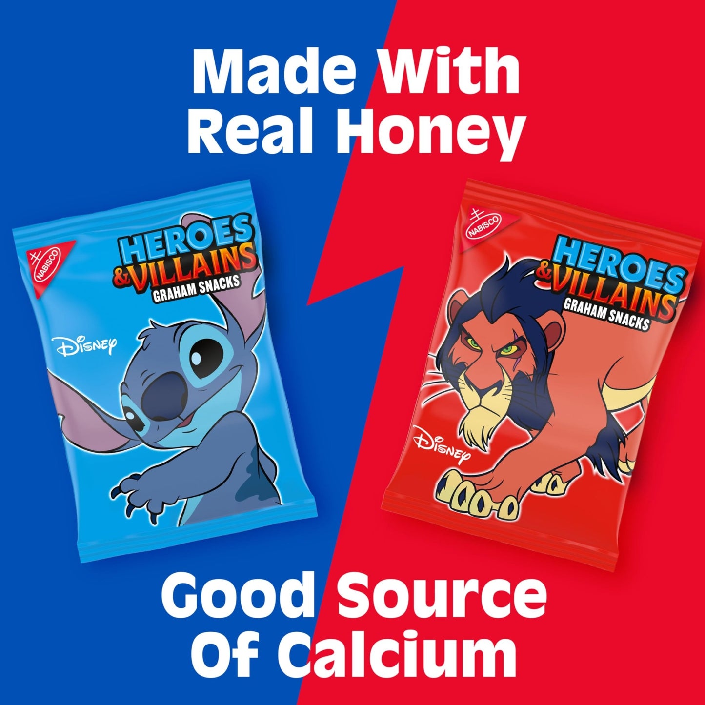 Disney Heroes and Villains Graham Snacks, Custom Cookies Variety Pack, 40 - 1 oz Kids Snack Packs - Fresh Hearth
