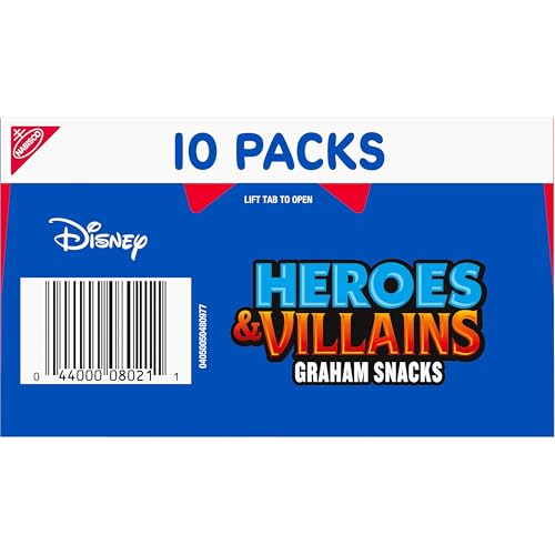 Disney Heroes and Villains Graham Snacks, Custom Cookies Variety Pack, 40 - 1 oz Kids Snack Packs - Fresh Hearth