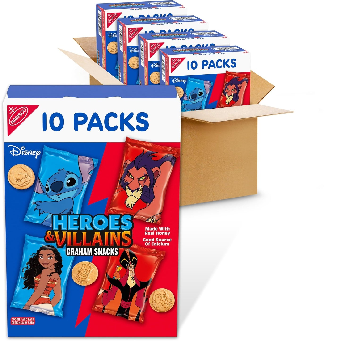Disney Heroes and Villains Graham Snacks, Custom Cookies Variety Pack, 40 - 1 oz Kids Snack Packs - Fresh Hearth