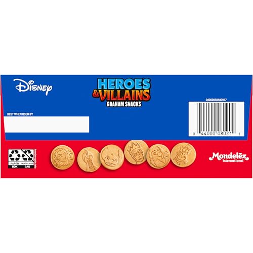 Disney Heroes and Villains Graham Snacks, Custom Cookies Variety Pack, 40 - 1 oz Kids Snack Packs - Fresh Hearth