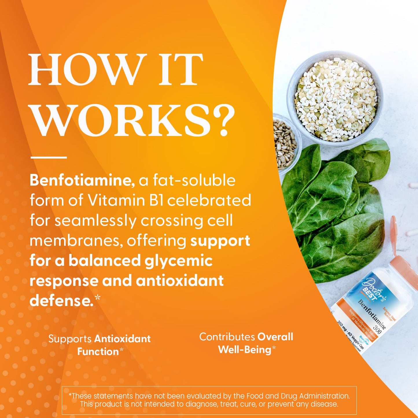 Doctor's Best Benfotiamine 300 with BenfoPure, Helps Maintain Healthy Glucose Metabolism, Non - GMO, Vegan, Gluten Free, Soy Free, 300 mg, 60 Veggie Caps - Fresh Hearth