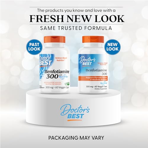 Doctor's Best Benfotiamine 300 with BenfoPure, Helps Maintain Healthy Glucose Metabolism, Non - GMO, Vegan, Gluten Free, Soy Free, 300 mg, 60 Veggie Caps - Fresh Hearth