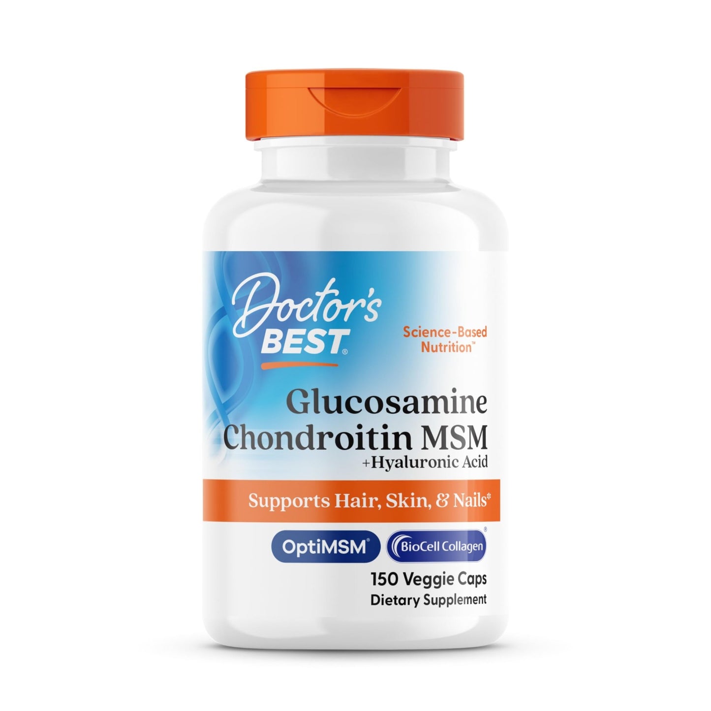 Doctor's Best Glucosamine Chondroitin MSM + Hyaluronic Acid with OptiMSM Featuring Biocell Collagen, Joint Support, Non - GMO, Gluten & Soy Free, 150 Caps - Fresh Hearth
