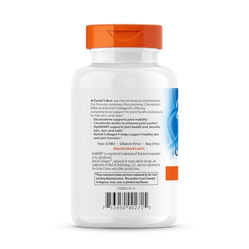 Doctor's Best Glucosamine Chondroitin MSM + Hyaluronic Acid with OptiMSM Featuring Biocell Collagen, Joint Support, Non - GMO, Gluten & Soy Free, 150 Caps - Fresh Hearth