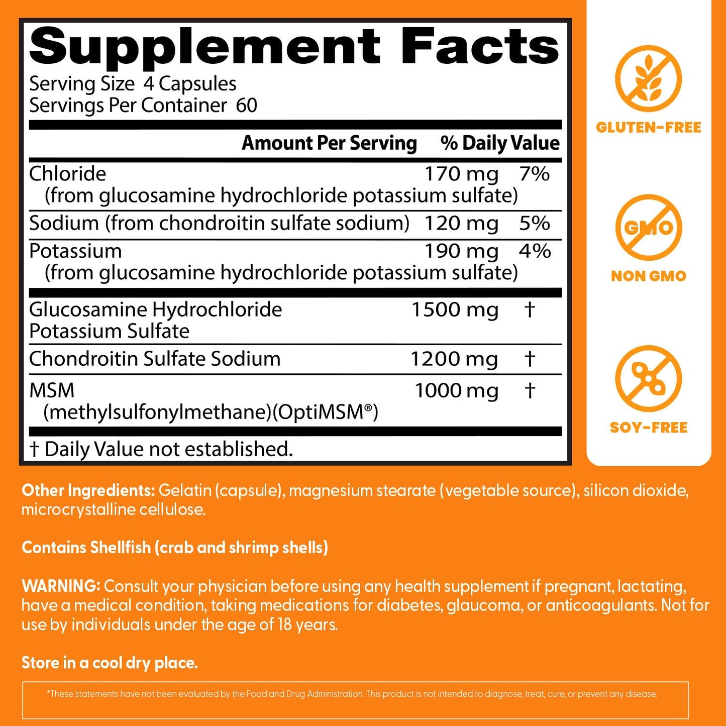Doctor's Best Glucosamine Chondroitin Msm with OptiMSM Capsules, Supports Healthy Joint Structure, Function & Comfort, Non - GMO, Gluten Free, Soy Free, 240 Count (Pack of 1) - Fresh Hearth