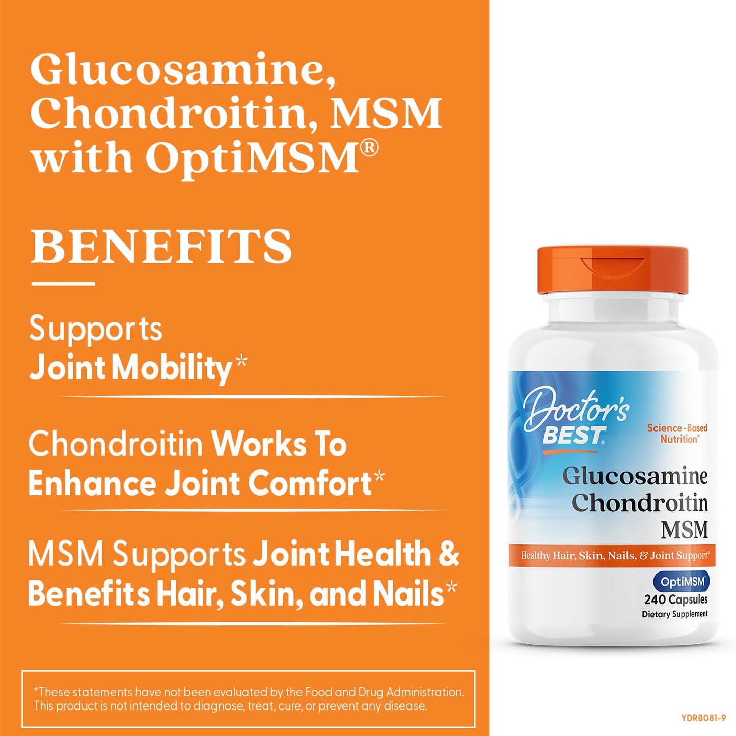 Doctor's Best Glucosamine Chondroitin Msm with OptiMSM Capsules, Supports Healthy Joint Structure, Function & Comfort, Non - GMO, Gluten Free, Soy Free, 240 Count (Pack of 1) - Fresh Hearth