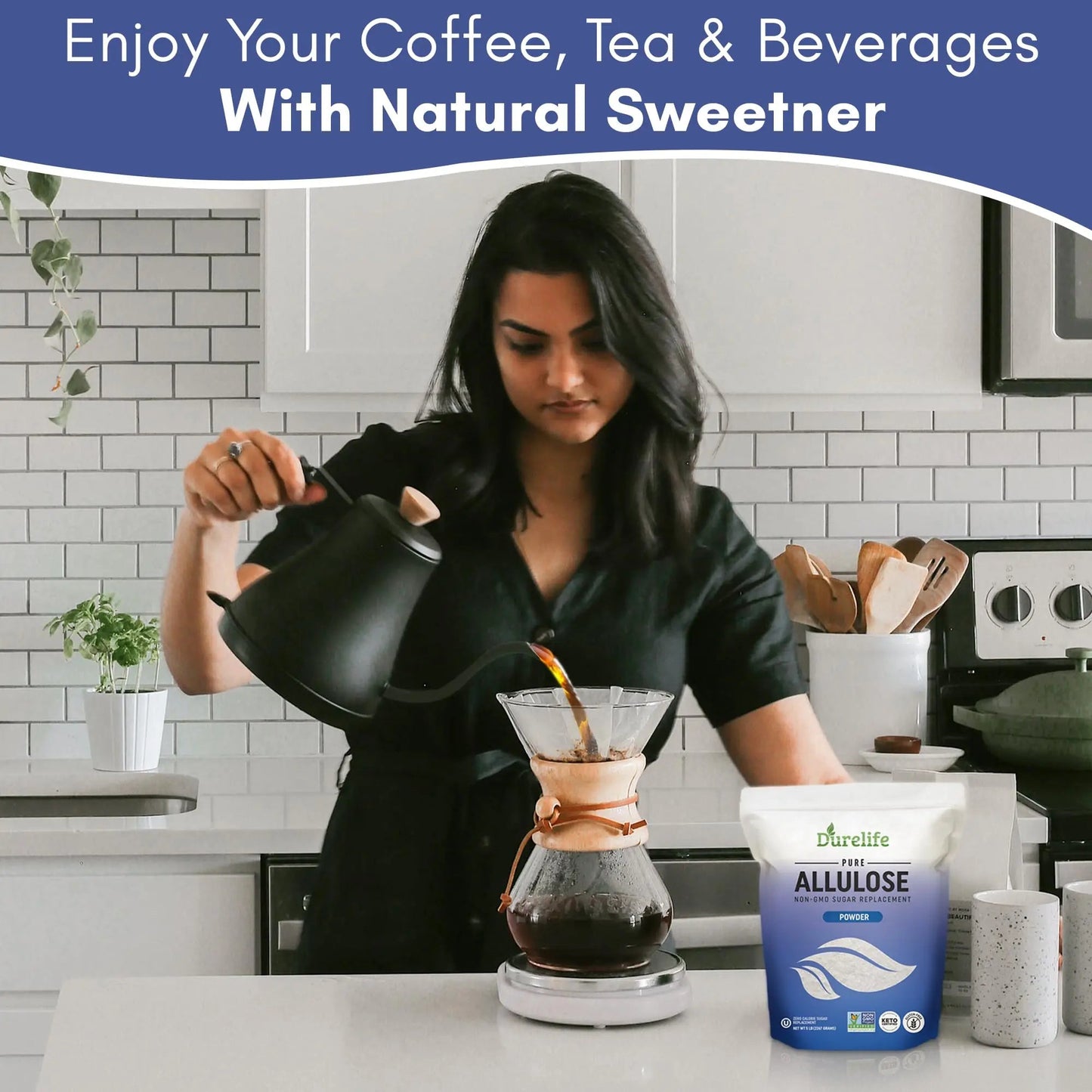 Durelife Allulose sweetener, 1 lb 100% Pure No Erythritol powdered Sugar Substitute, NON - GMO Project Verified, Keto Certified, OU kosher, No Fillers, Zero Calories sugar alternative 1 Lbs - Fresh Hearth