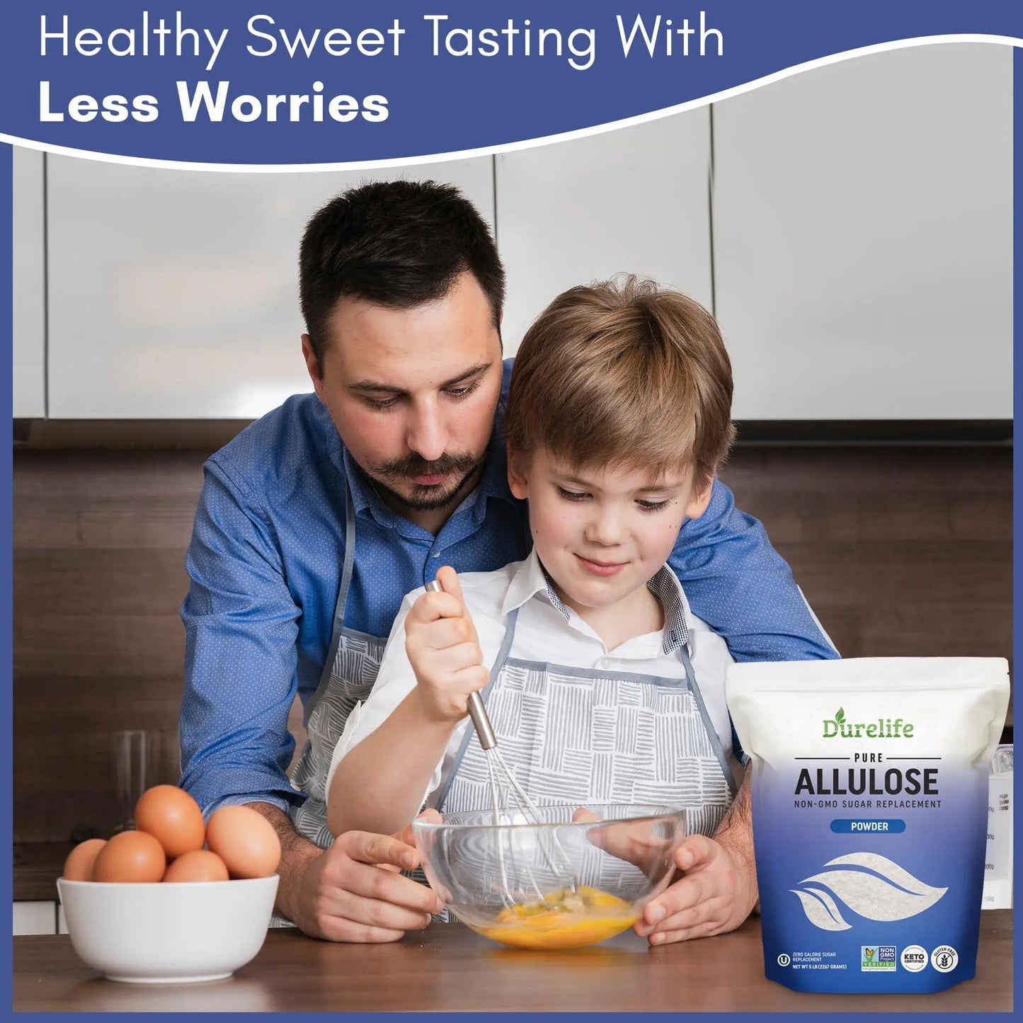 Durelife Allulose sweetener, 1 lb 100% Pure No Erythritol powdered Sugar Substitute, NON - GMO Project Verified, Keto Certified, OU kosher, No Fillers, Zero Calories sugar alternative 1 Lbs - Fresh Hearth