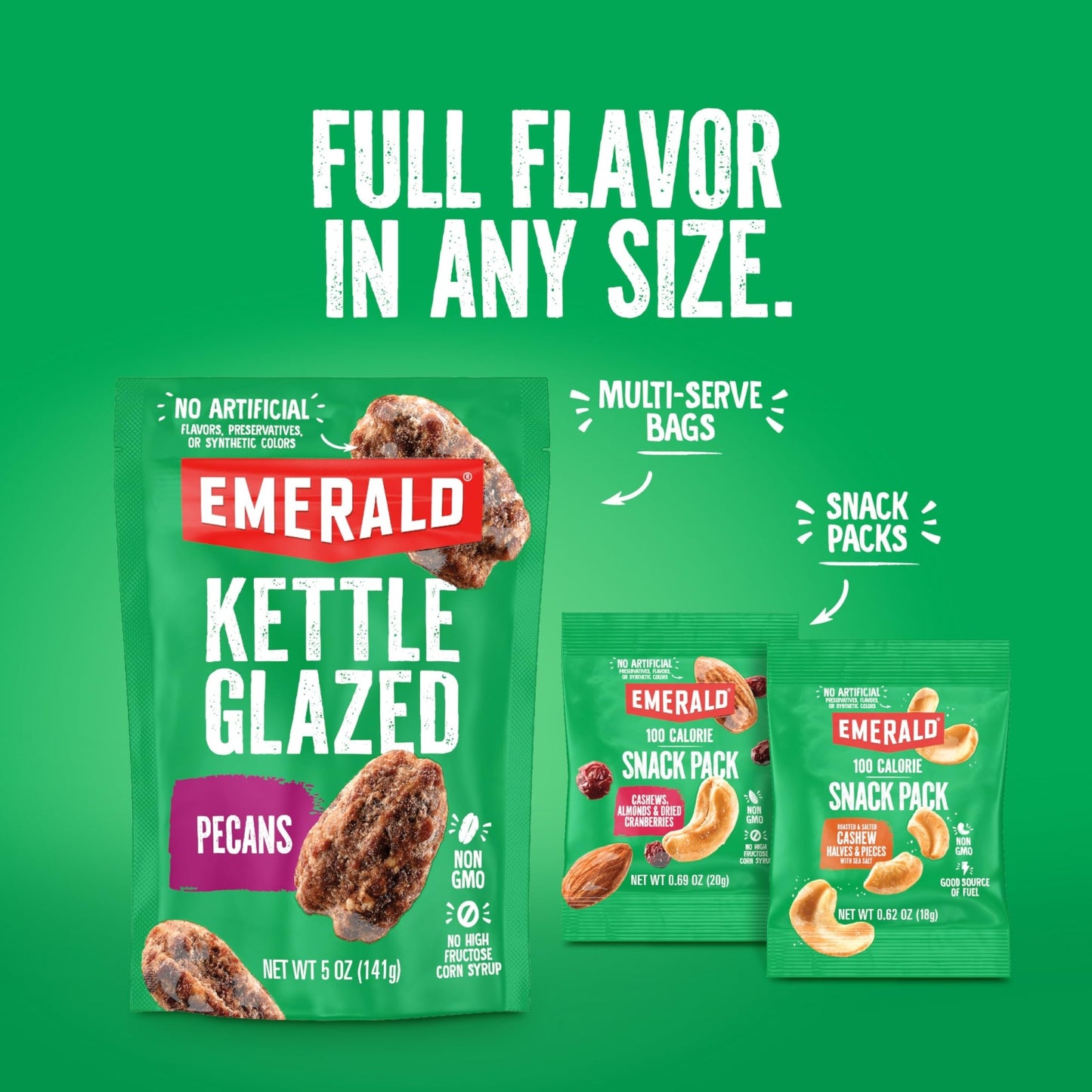 Emerald Nuts Mixed Nuts Variety Pack 18ct (1 - Pack) , 100 - Calorie Individual Packs , Features Dry Roasted Almonds, Natural Almonds & Walnuts, and Roasted & Salted Cashews - Fresh Hearth