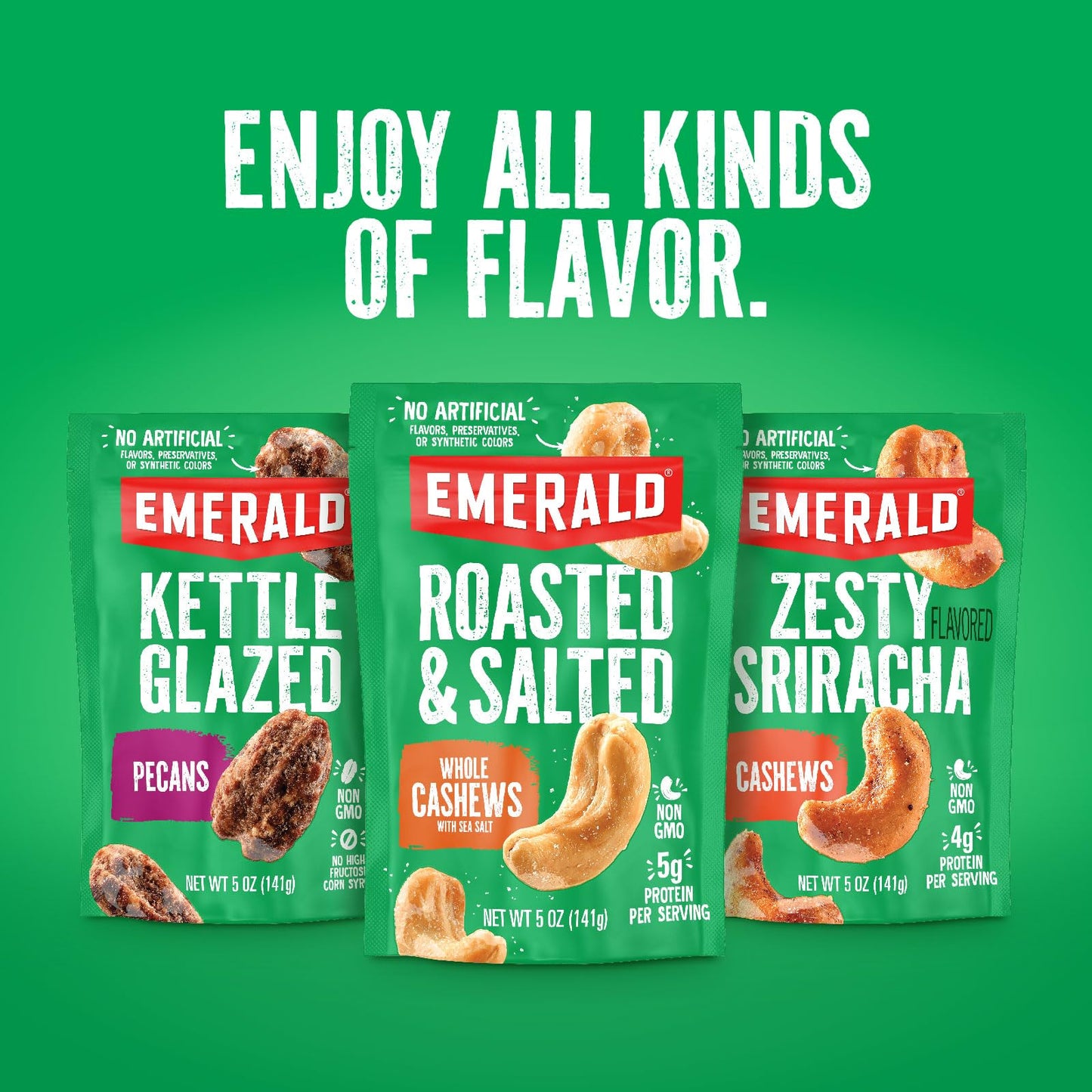Emerald Nuts Mixed Nuts Variety Pack 18ct (1 - Pack) , 100 - Calorie Individual Packs , Features Dry Roasted Almonds, Natural Almonds & Walnuts, and Roasted & Salted Cashews - Fresh Hearth