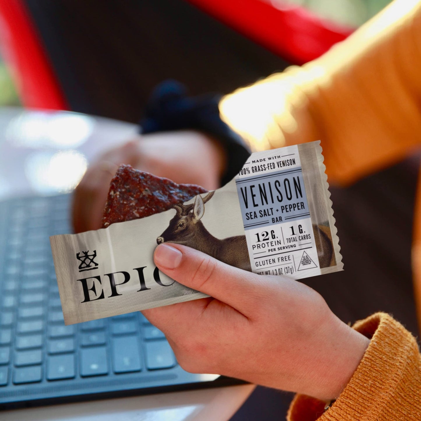 EPIC Bars, Venison Sea Salt and Pepper Bar, Keto Friendly, Whole30 Approved, Gluten Free, 12 Count, 15.6 oz - Fresh Hearth