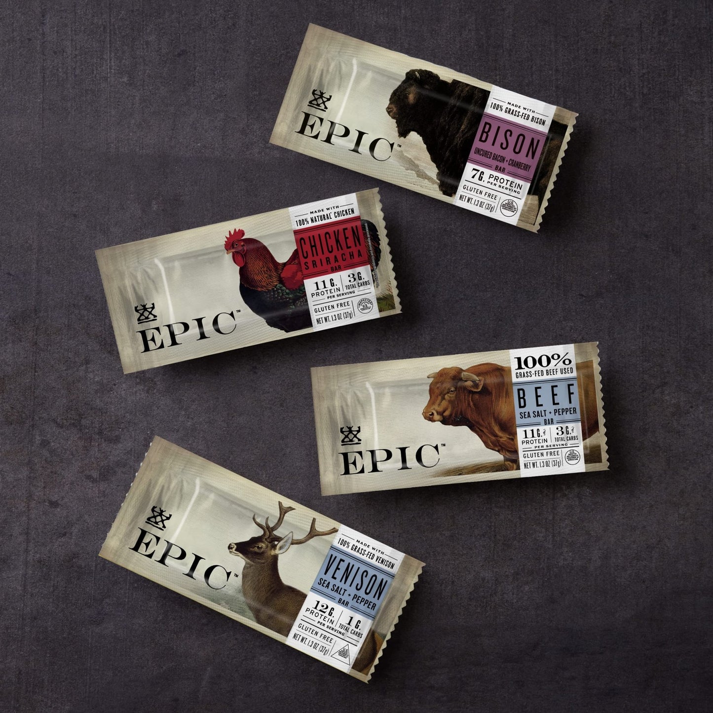 EPIC Bars, Venison Sea Salt and Pepper Bar, Keto Friendly, Whole30 Approved, Gluten Free, 12 Count, 15.6 oz - Fresh Hearth