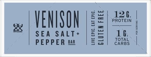 EPIC Bars, Venison Sea Salt and Pepper Bar, Keto Friendly, Whole30 Approved, Gluten Free, 12 Count, 15.6 oz - Fresh Hearth
