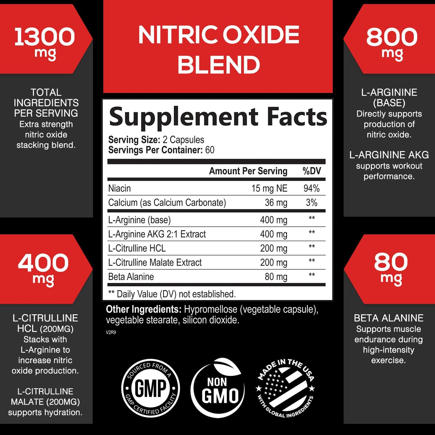 Extra Strength Nitric Oxide Supplement 3X Strength L Arginine, Citrulline Malate, AAKG, Beta Alanine - Premium Muscle Supporting Nitric Booster - Natural Energy & Heart Health Support - 120 Capsules - Fresh Hearth