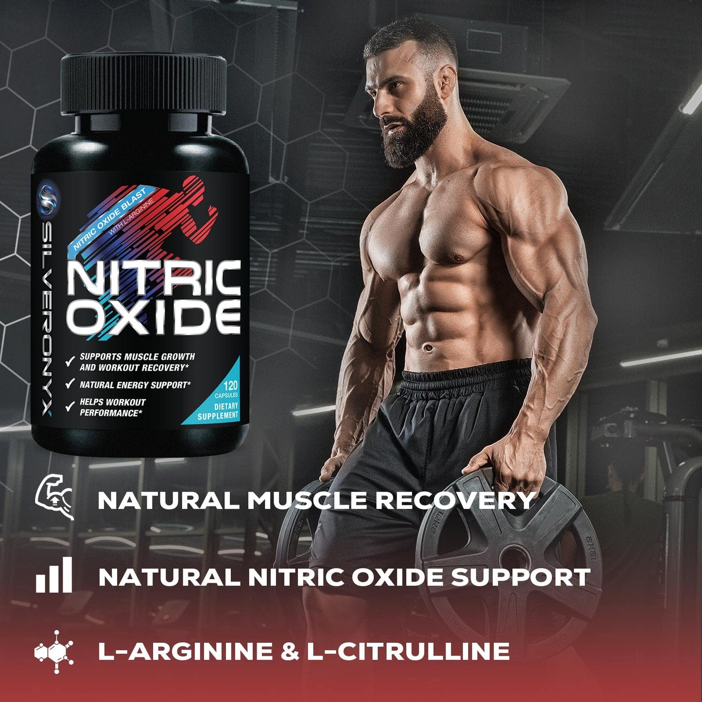 Extra Strength Nitric Oxide Supplement 3X Strength L Arginine, Citrulline Malate, AAKG, Beta Alanine - Premium Muscle Supporting Nitric Booster - Natural Energy & Heart Health Support - 120 Capsules - Fresh Hearth
