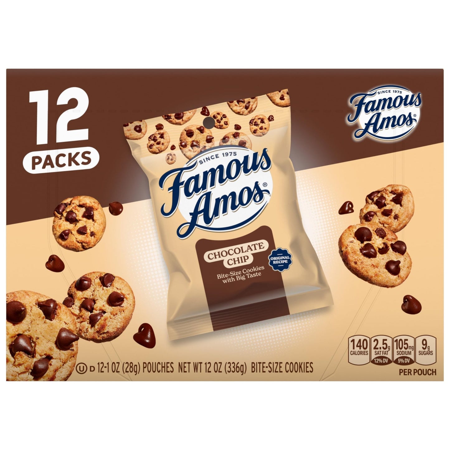 Famous Amos Classic Chocolate Chip Cookies, 1 Ounce Bag (Pack of 12) - Fresh Hearth