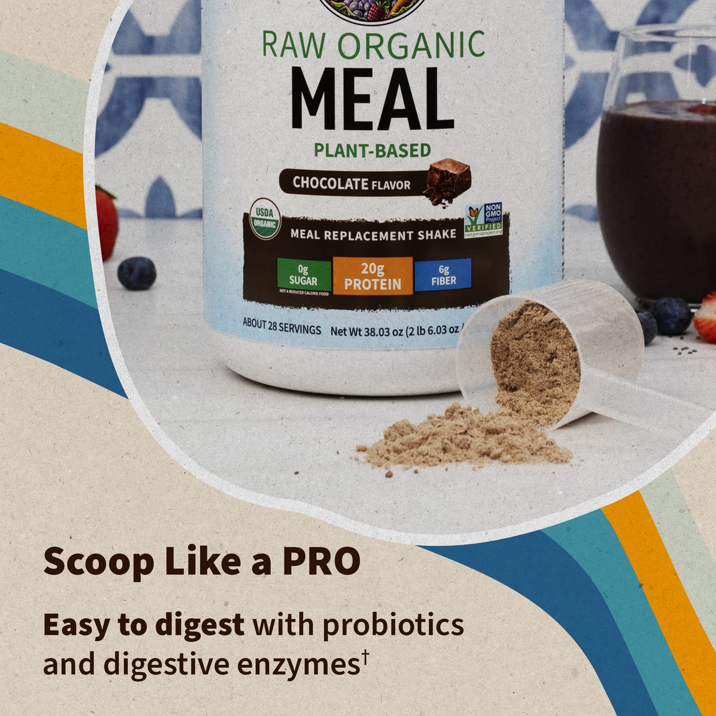 Garden of Life Meal Replacement Shakes, Vegan Raw Organic Protein Powder, Chocolate Protein Powder with Plant Based Pea Protein, Sprouts, Greens, Probiotics, Dairy Free 28 Servings - Fresh Hearth