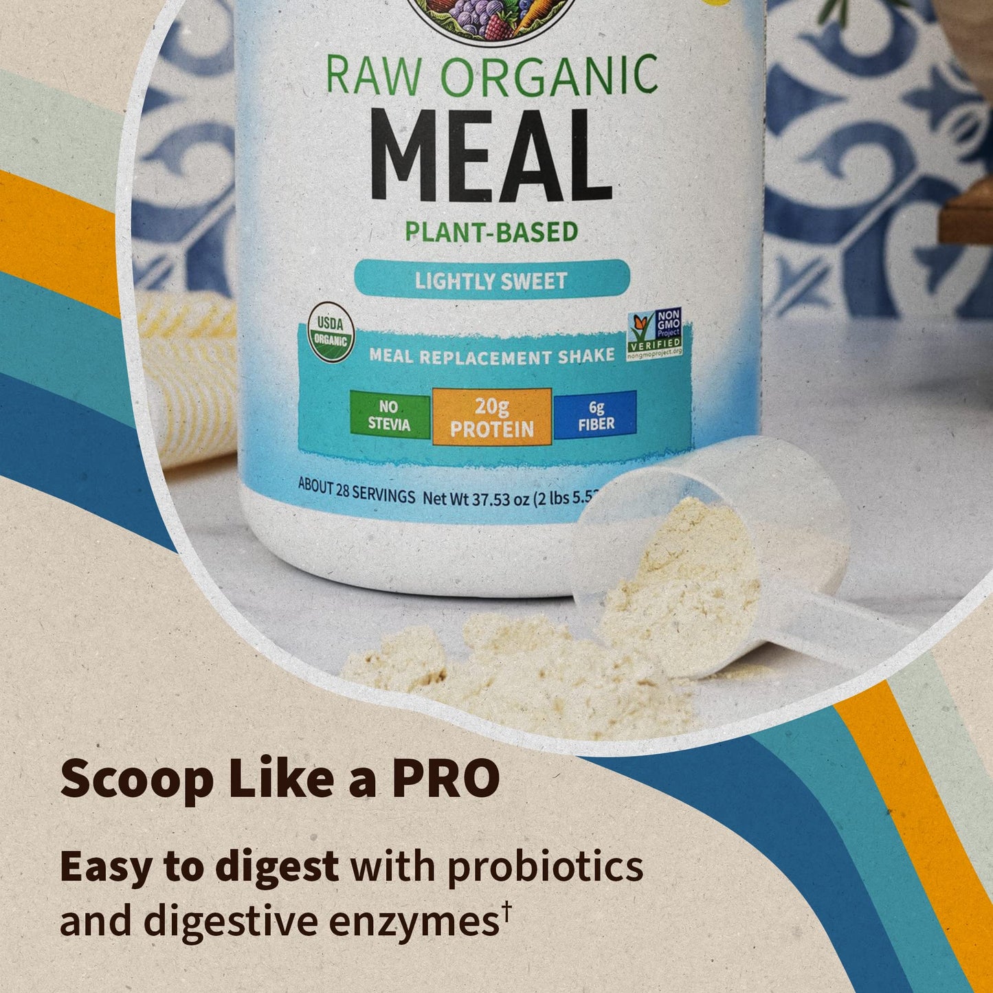Garden of Life Meal Replacement Shakes, Vegan Raw Organic Protein Powder, Lightly Sweet Protein Powder with Plant Based Pea Protein, Sprouts, Greens, Probiotics, Dairy Free 28 Servings - Fresh Hearth