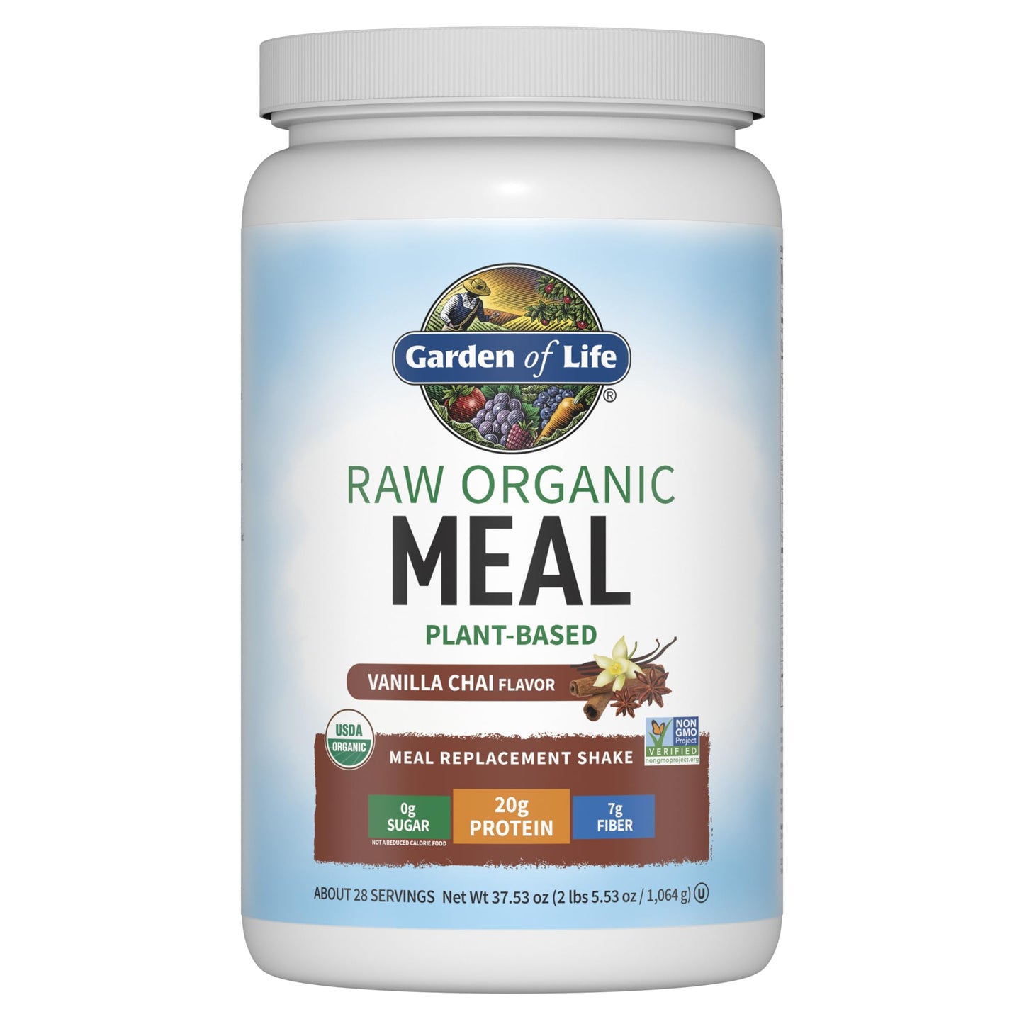 Garden of Life Meal Replacement Shakes, Vegan Raw Organic Protein Powder, Vanilla Chai Protein Powder with Plant Based Pea Protein, Sprouts, Greens, Probiotics, Dairy Free 28 Servings - Fresh Hearth