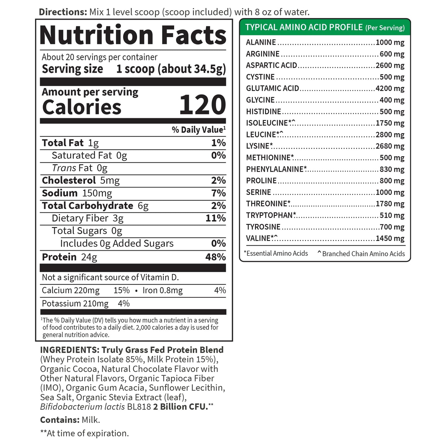Garden of Life Sport Whey Protein Powder Chocolate, Premium Grass Fed Whey Protein Isolate Plus Probiotics for Immune System Health, 24g Protein, Non GMO, Gluten Free, Cold Processed - 20 Servings - Fresh Hearth