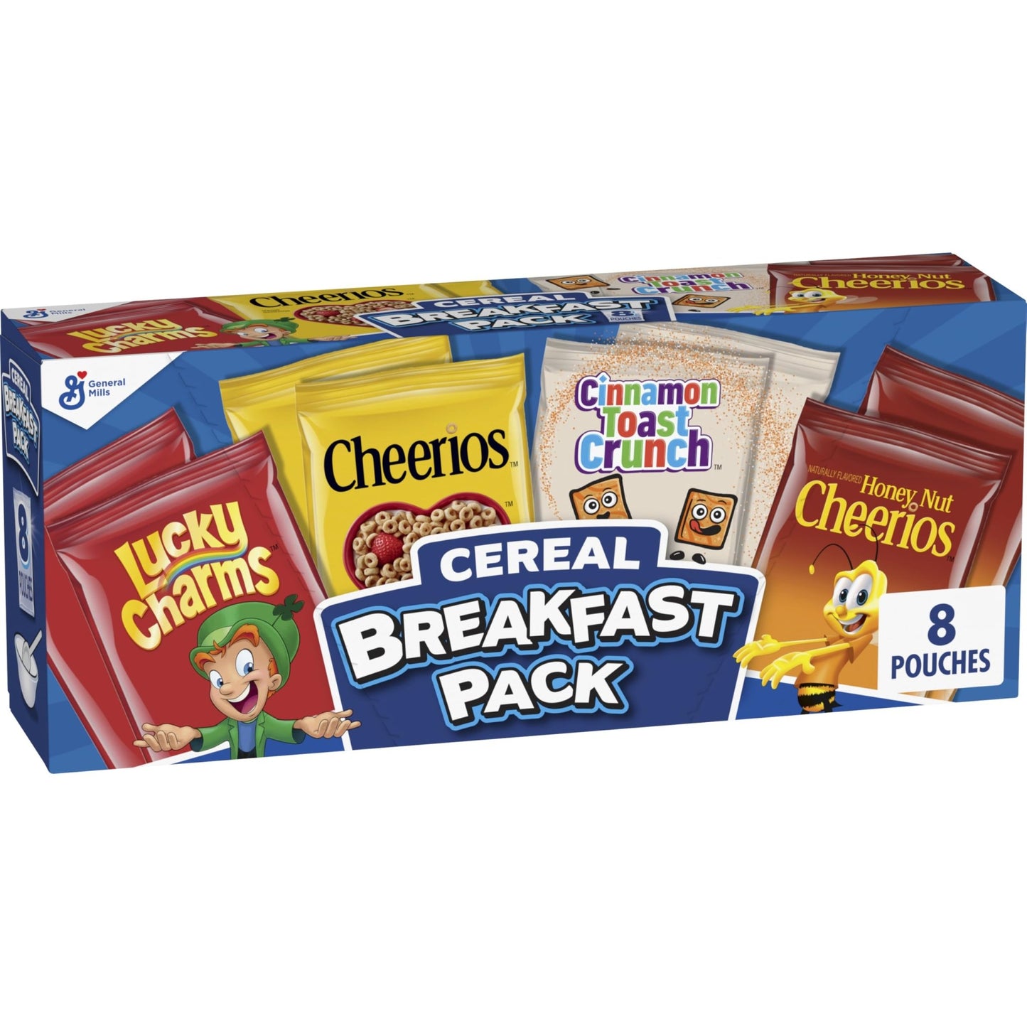 General Mills Cereal Variety Pack, Lucky Charms, Cinnamon Toast Crunch, Cheerios, and Honey Nut Cheerios, 8 Single Serve Pouches, 9.14 oz - Fresh Hearth