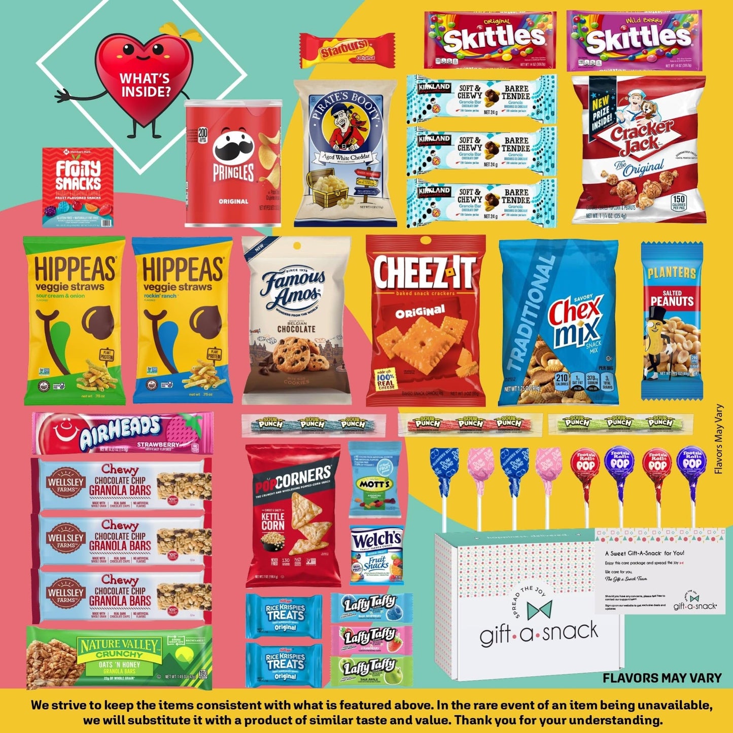 Gift A Snack - Haloween Trick or Treats Snack Box Variety Pack Care Package + Greeting Card (40 Count) Birthday Sweet Treats Gift Basket, Candies Chips Crackers Bars, Office Food Assortments - Fresh Hearth