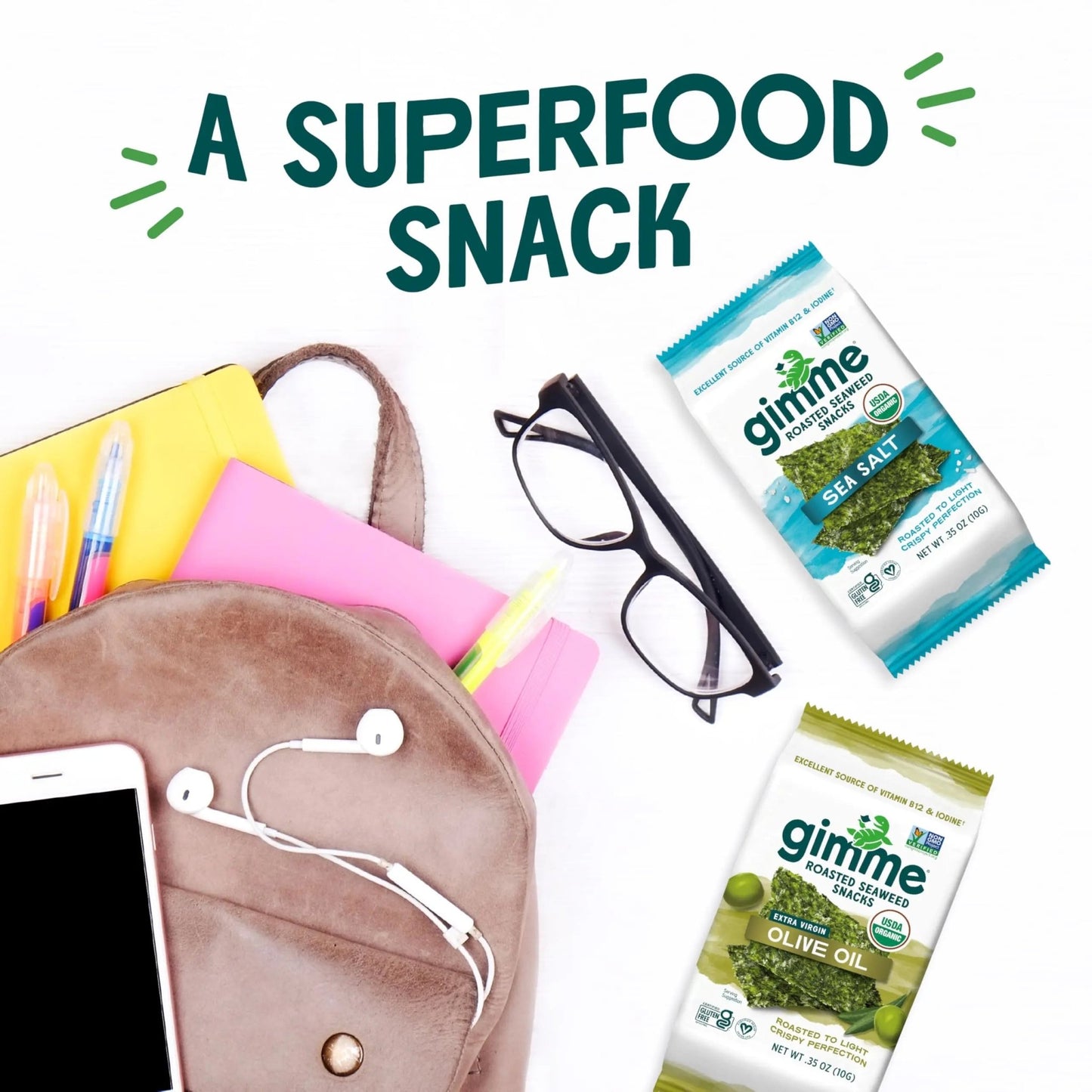 Gimme Seaweed Organic Premium Roasted Seaweed Snacks, Extra Virgin Olive Oil, 20 Count, Keto, Vegan, Gluten - Free, Great Source of Omega3s and Iodine, Healthy On - The - Go Snack for Kids and Adults - Fresh Hearth