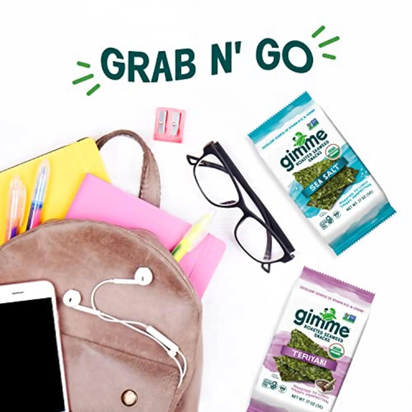 Gimme Seaweed Organic Premium Roasted Seaweed Snacks, Teriyaki, 6 Count, Keto, Vegan, Gluten - Free, Great Source of Omega3s and Iodine, Healthy On - The - Go Snack for Kids and Adults - Fresh Hearth