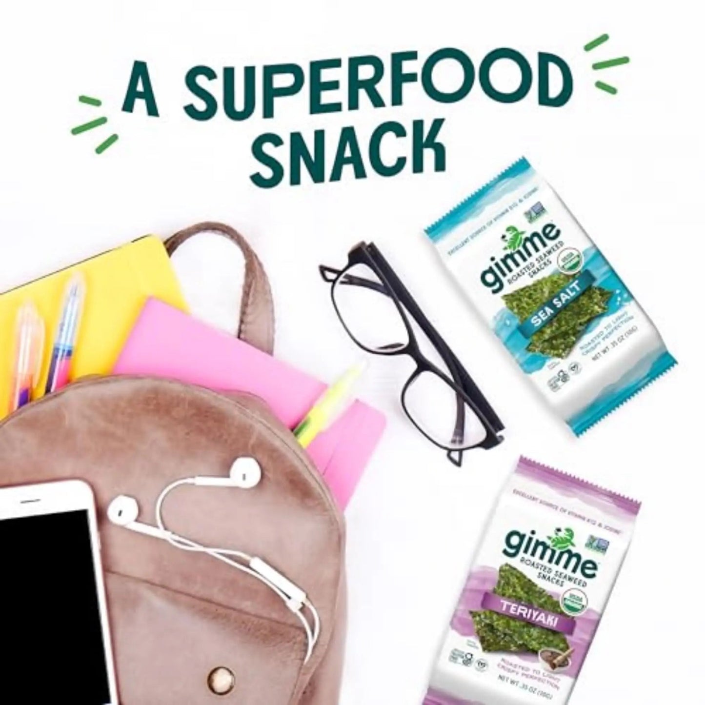 Gimme Seaweed Organic Premium Roasted Seaweed Snacks, Teriyaki, 6 Count, Keto, Vegan, Gluten - Free, Great Source of Omega3s and Iodine, Healthy On - The - Go Snack for Kids and Adults - Fresh Hearth