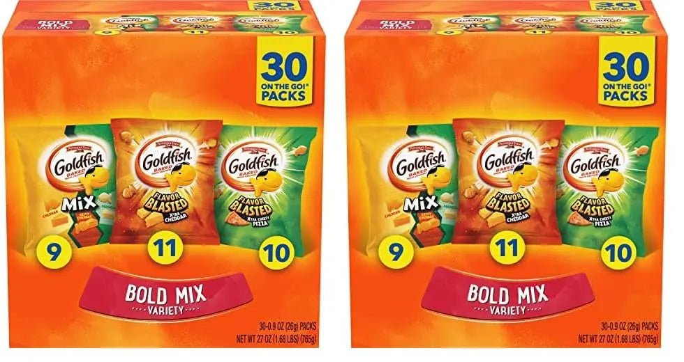 Goldfish Bold Mix Variety Pack Snack Crackers, 1 oz Snack Packs, 30 Ct Box (Pack of 2) - Fresh Hearth