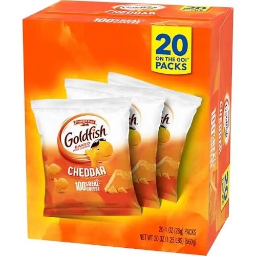 Goldfish Cheddar Cheese Crackers, Baked Snack Crackers, 1 oz On - the - Go Snack Packs, 20 Count Box - Fresh Hearth