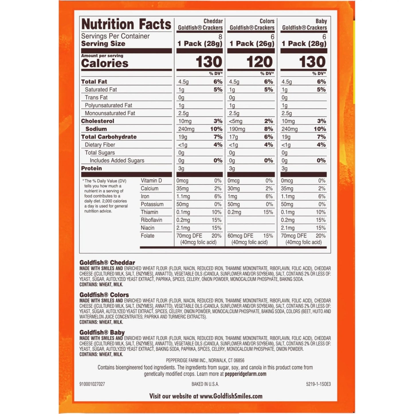 Goldfish Crackers Family Faves Crackers, Cheddar, Colors and Baby Crackers Snack Packs, 20 - Ct Variety Pack - Fresh Hearth