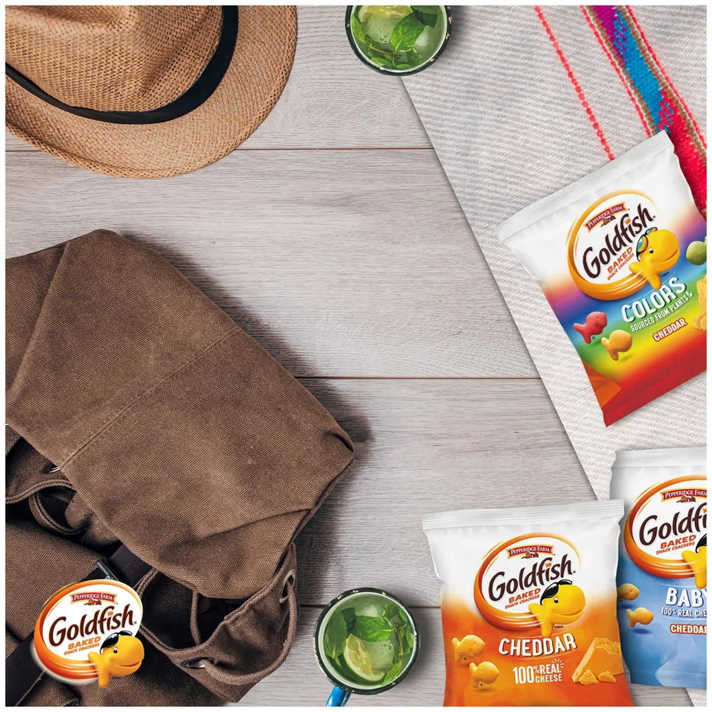 Goldfish Crackers Family Faves Crackers, Cheddar, Colors and Baby Crackers Snack Packs, 20 - Ct Variety Pack - Fresh Hearth