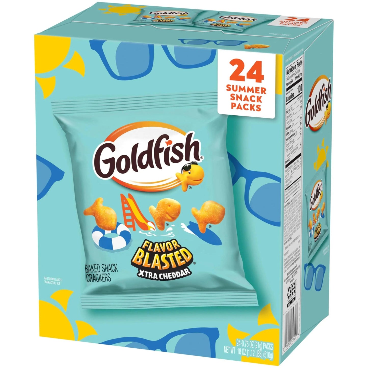 Goldfish crackers Flavor Blasted Xtra Cheddar Cheese Crackers, 24 Summer Snack Packs - Fresh Hearth