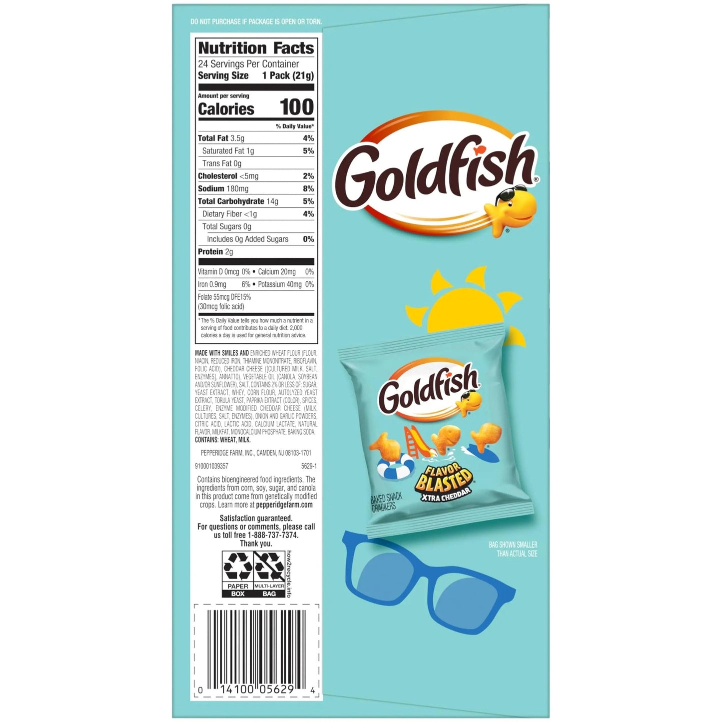 Goldfish crackers Flavor Blasted Xtra Cheddar Cheese Crackers, 24 Summer Snack Packs - Fresh Hearth