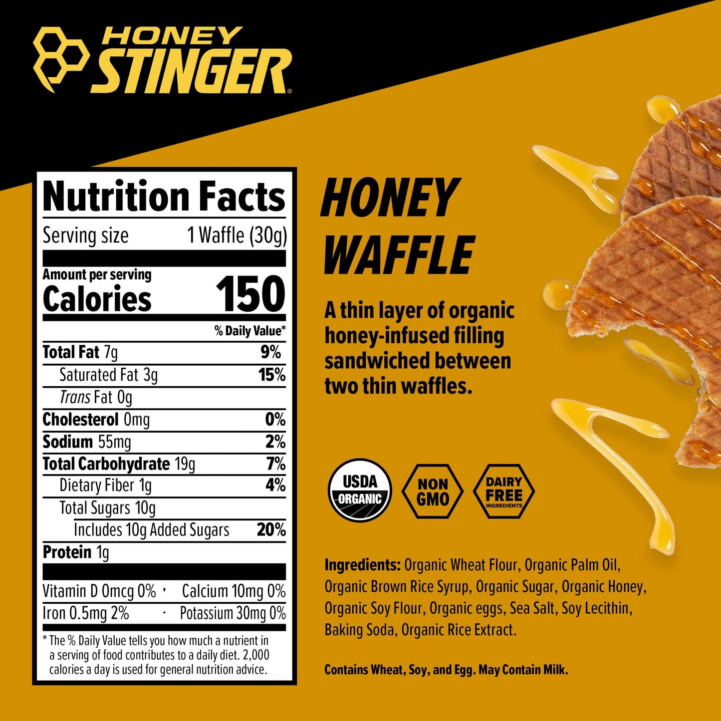 Honey Stinger Organic Honey Waffle Energy Stroopwafel for Exercise, Endurance and Performance Sports Nutrition for Home & Gym, Pre and Post Workout Box of 16 Waffles, 16.96 Ounce (Pack of 16) - Fresh Hearth