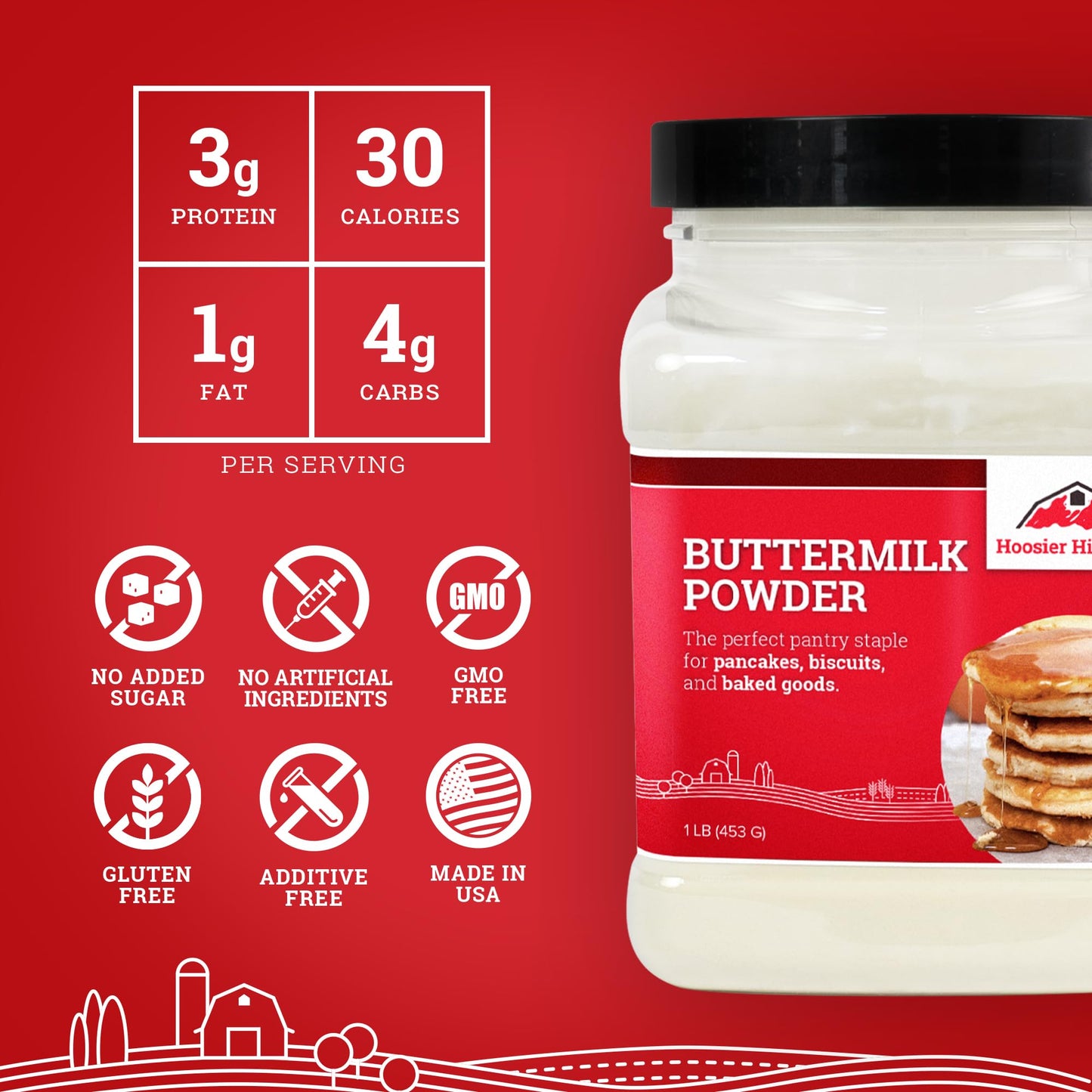 Hoosier Hill Farm Buttermilk Powder, 1LB (Pack of 1) - Fresh Hearth