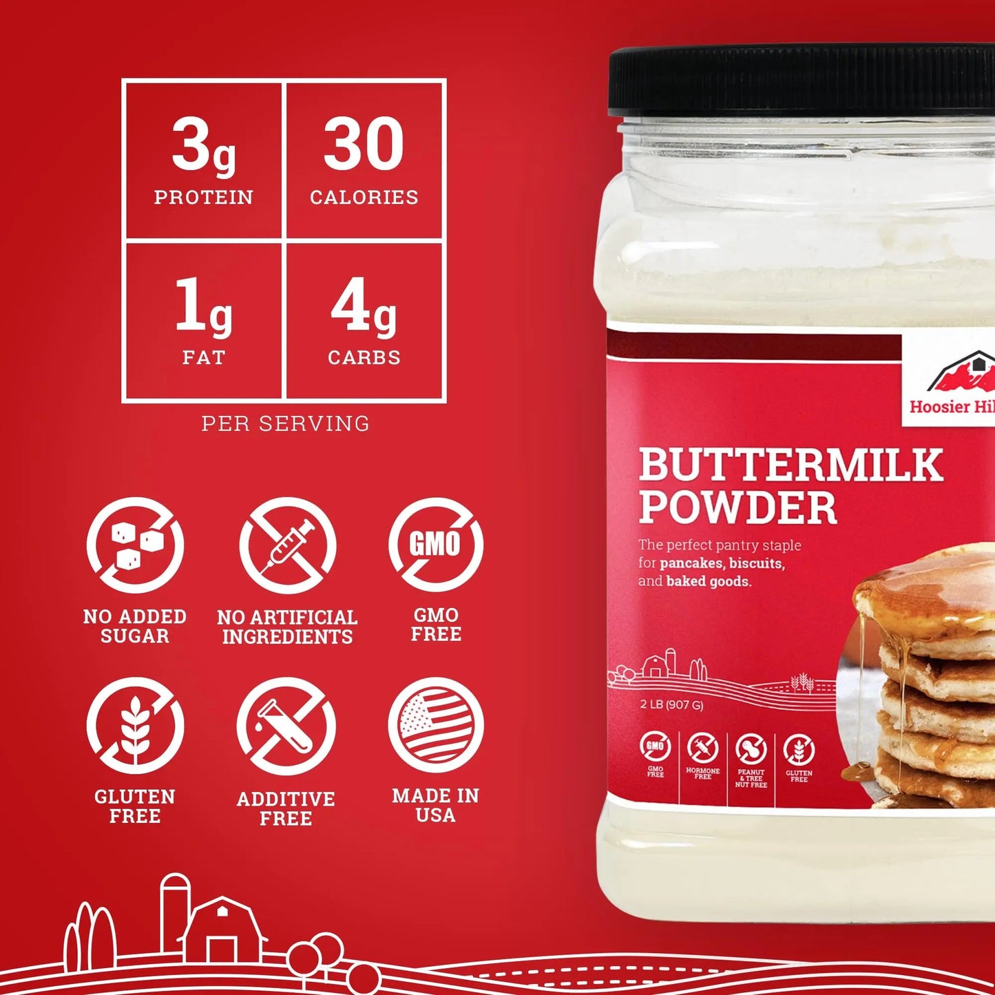 Hoosier Hill Farm Buttermilk Powder, 2LB (Pack of 1) - Fresh Hearth