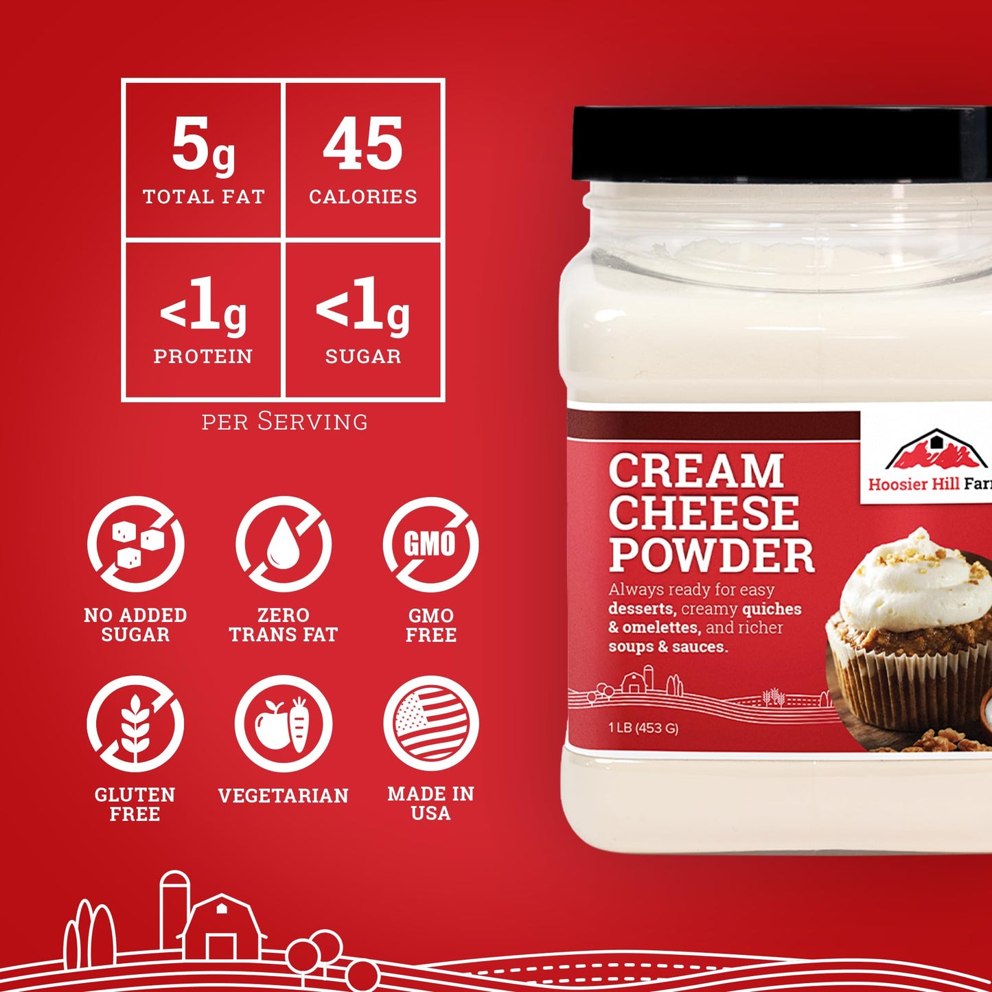 Hoosier Hill Farm Cream Cheese Powder, 1LB (Pack of 1) - Fresh Hearth