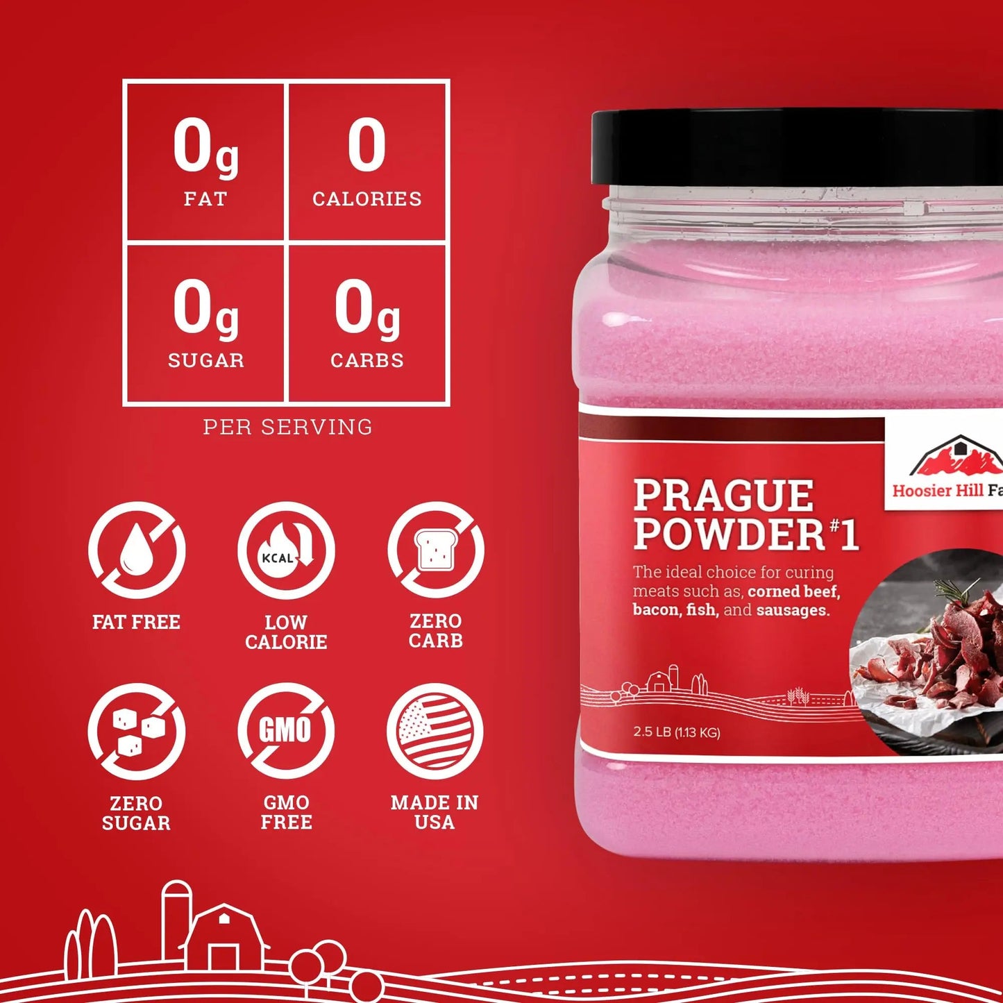 Hoosier Hill Farm Prague Powder No.1 Pink Curing Salt, 2.5LB (Pack of 1) - Fresh Hearth