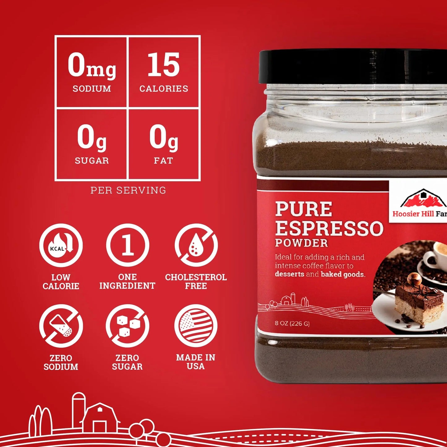 Hoosier Hill Farm Pure Espresso Powder, 8oz (Pack of 1) - Fresh Hearth