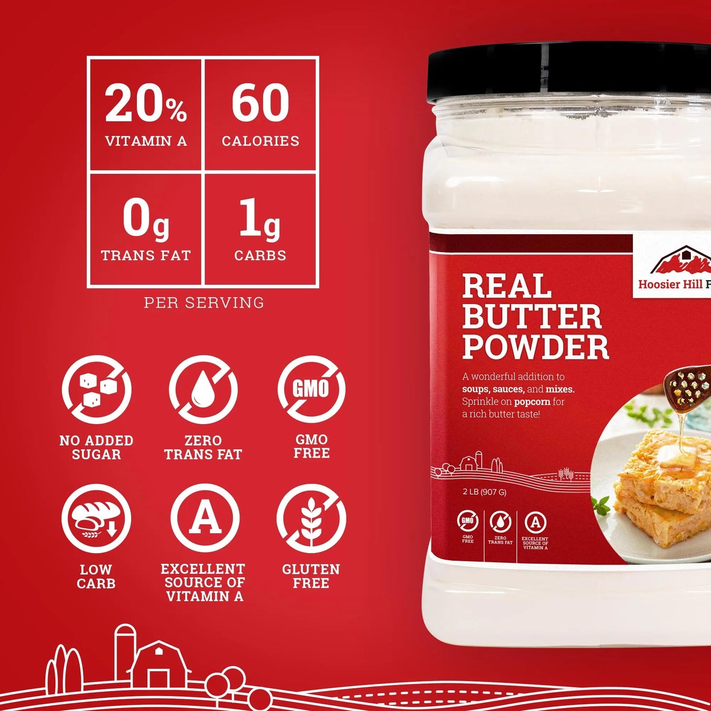 Hoosier Hill Farm Real Butter Powder, 1LB (Pack of 1) - Fresh Hearth