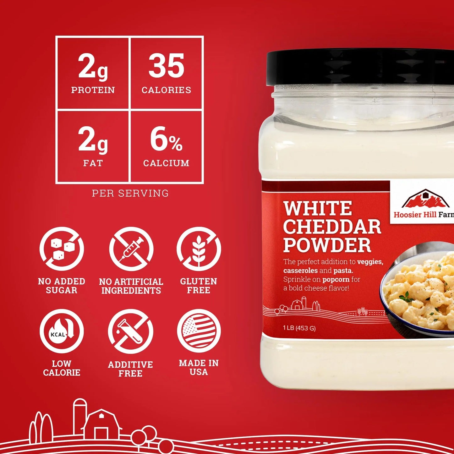 Hoosier Hill Farm White Cheddar Cheese Powder, 1LB (Pack of 1) - Fresh Hearth