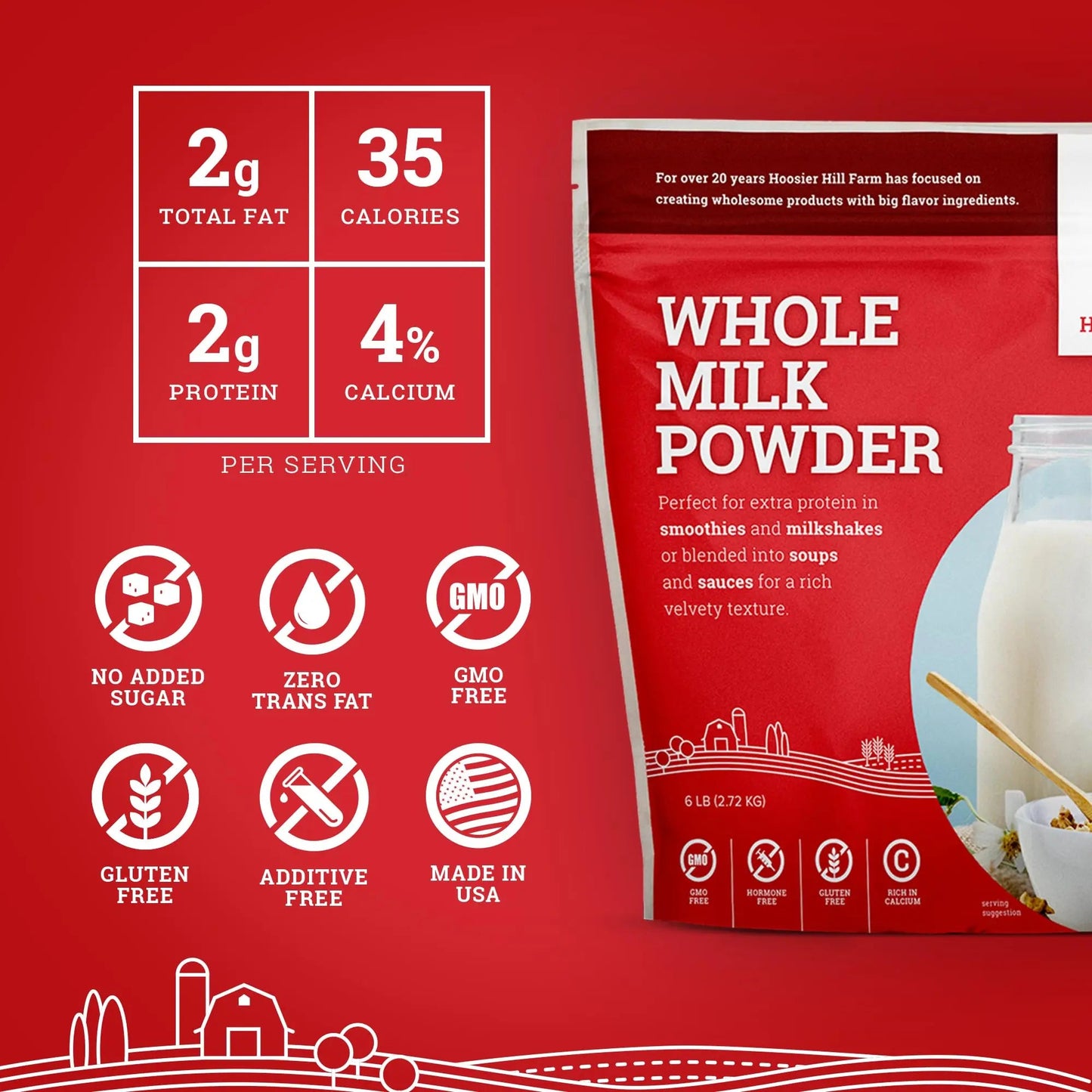 Hoosier Hill Farm Whole Milk Powder, 6LB (Pack of 1) - Fresh Hearth