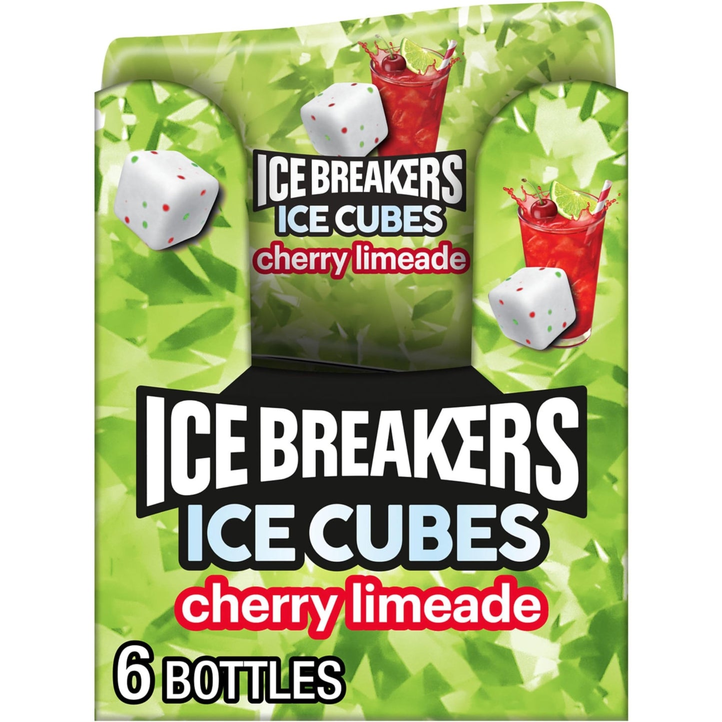 ICE BREAKERS Ice Cubes Cherry Limeade Sugar Free Chewing Gum Bottles, 3.24 oz (6 Count, 40 Pieces) - Fresh Hearth